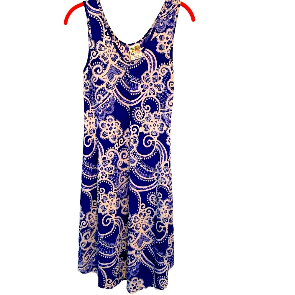 Lightweight blue and white India boutique dress one size fits all
